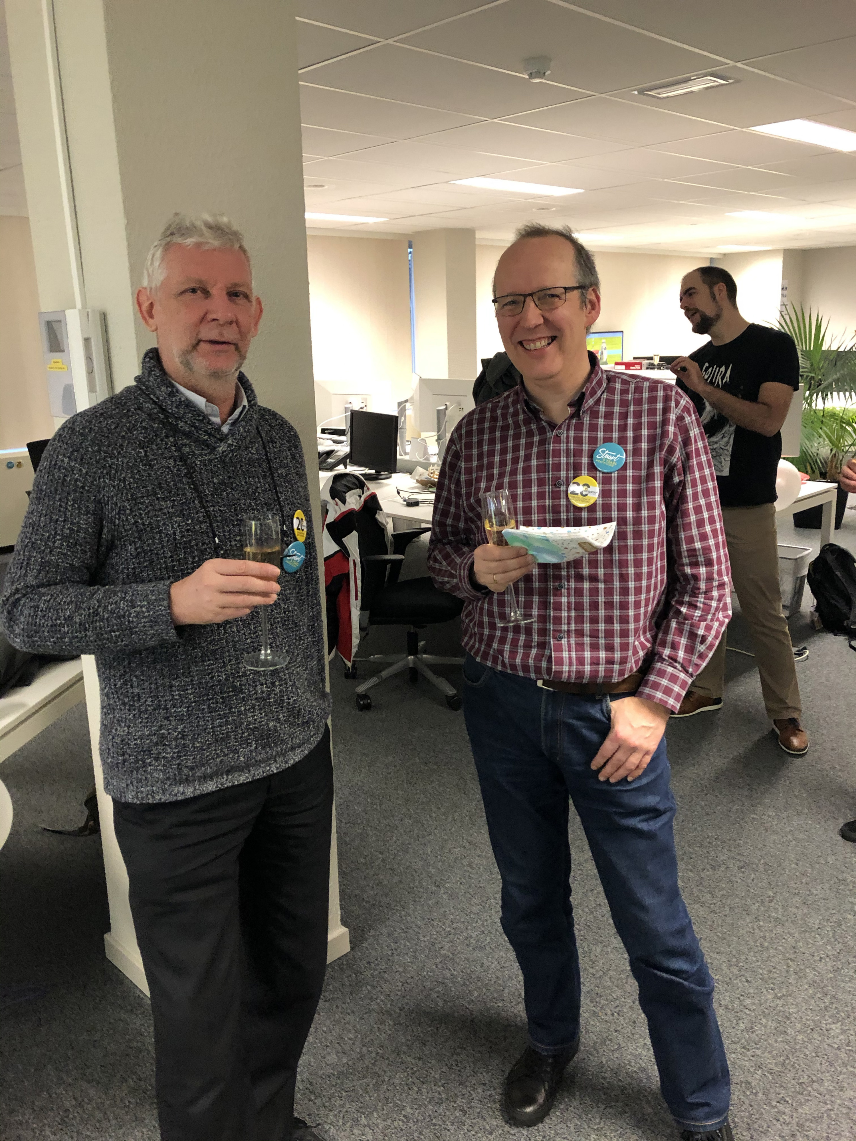 Colleagues drink at work