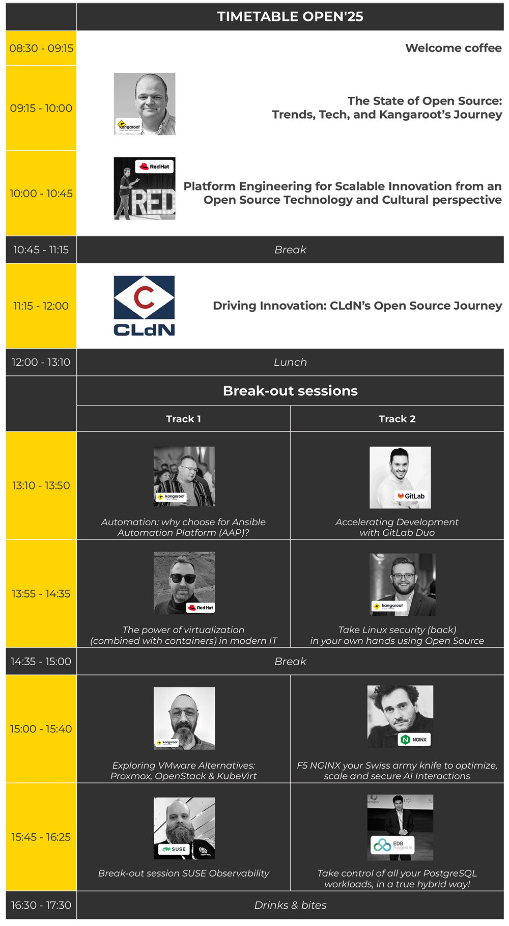 Timetable OPEN'25 / Kangaroot's OSS Conf